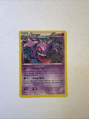 Pokemon Gengar Trading Card - Purple, Yellow
